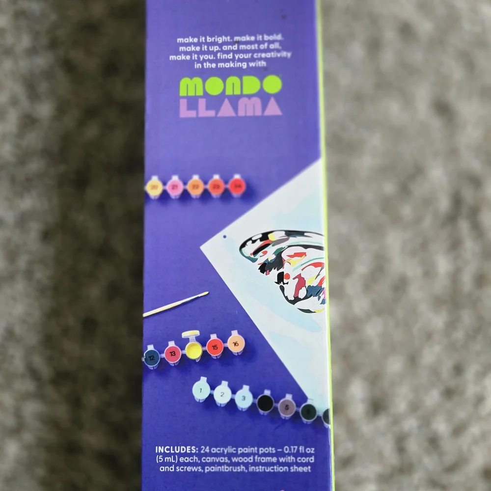 Mondo Llama Paint-by-Number Canvas Kit - Colorful Butterfly Design
